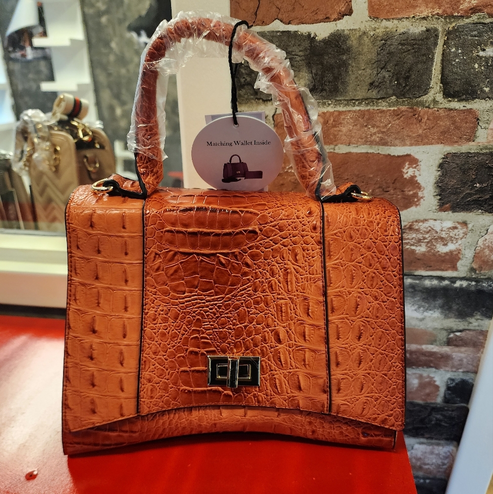 Vegan ostrich print purse